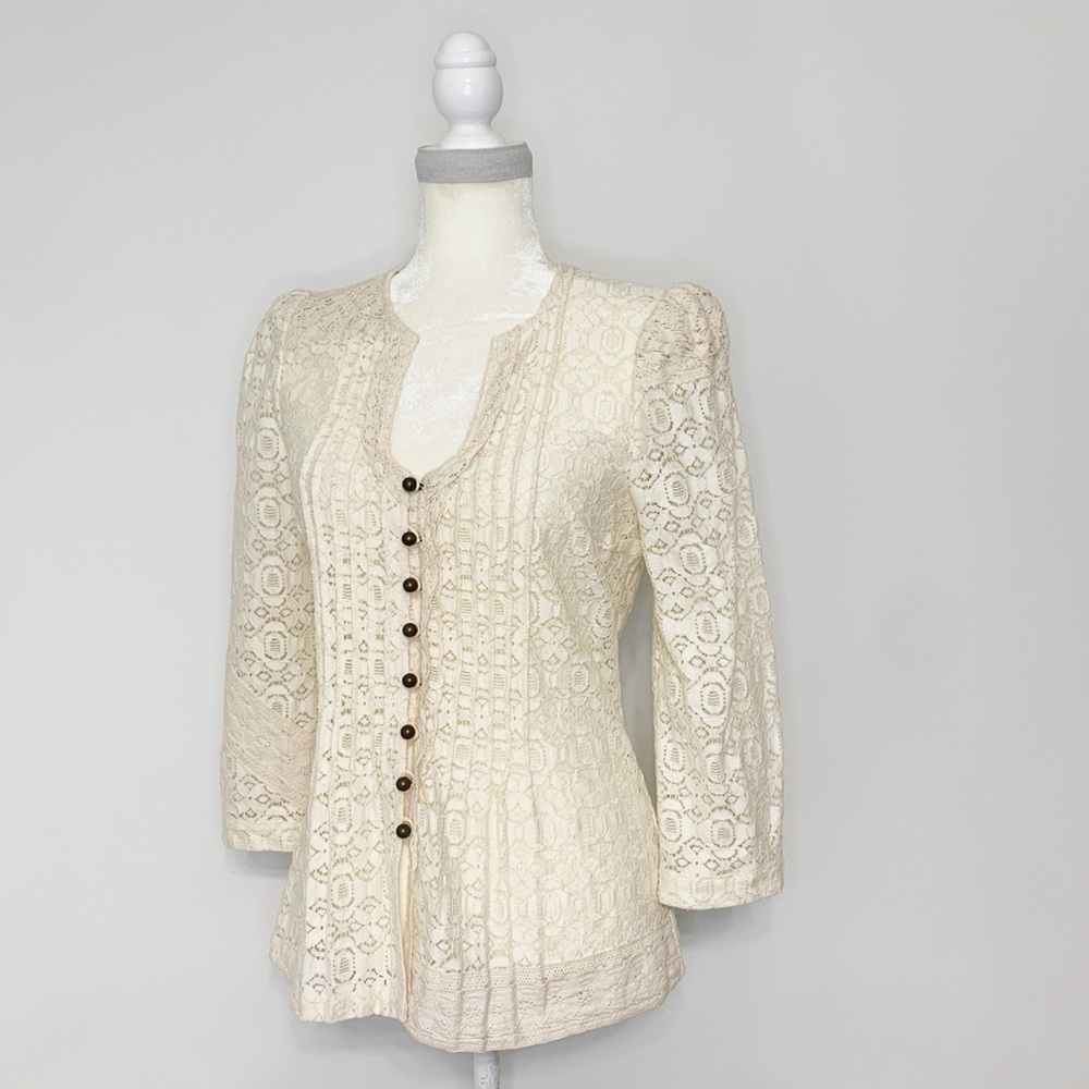 Plenty by Tracy Reese Lace Button-up Top - Size S